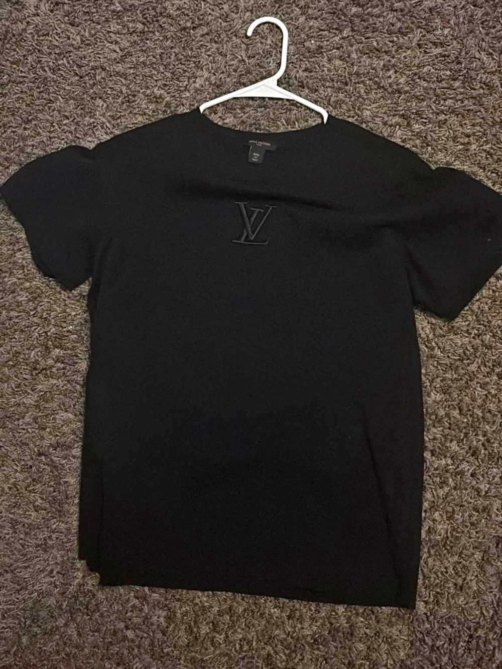 Louis Vuitton Black Embossed LV Crew Neck Tee
